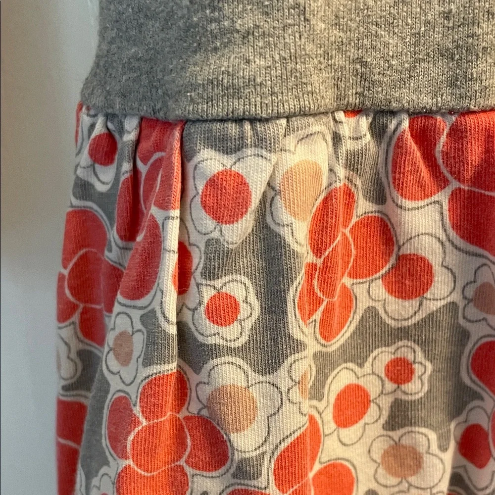 Tea Collection Gray and Red Floral Kids Dress